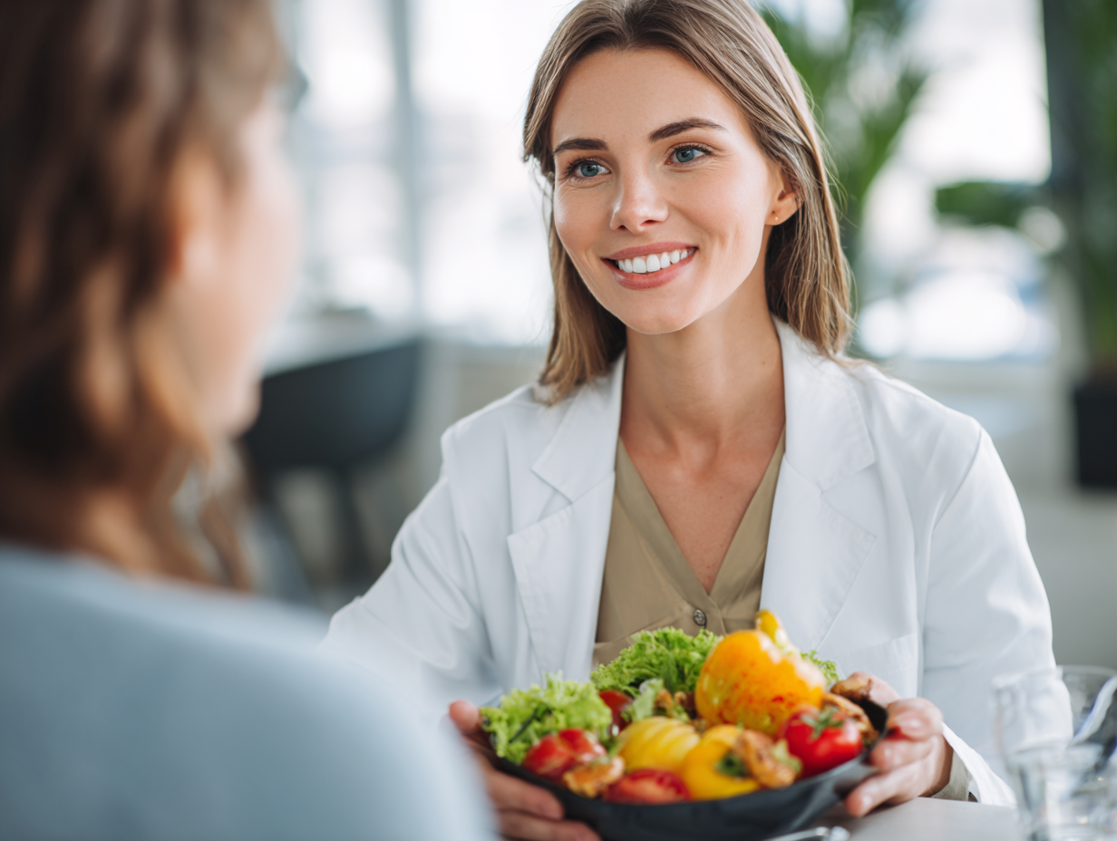 Збалансований набір свіжих овочів, фруктів та зерен для здорового харчування